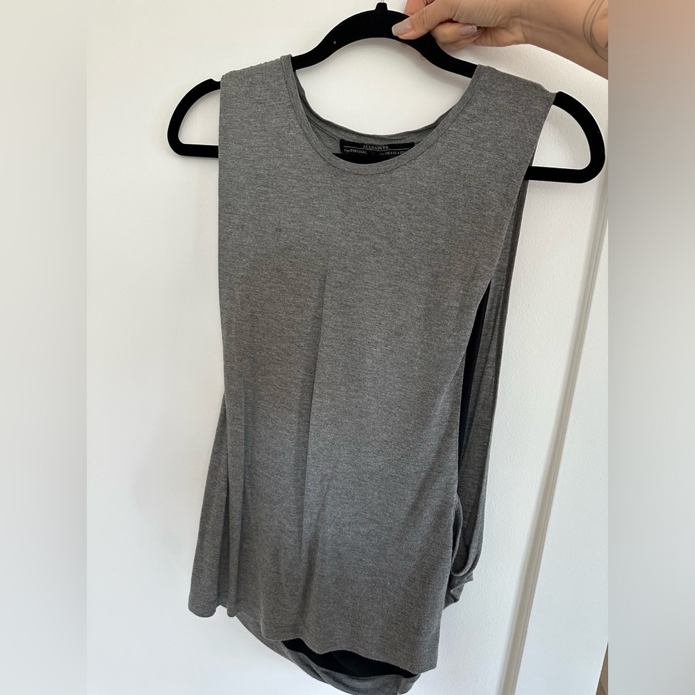 Allsaints grey tank with black sides